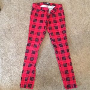 Red and black plaid pants